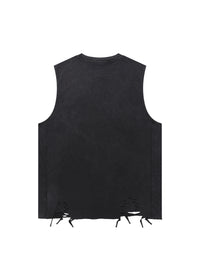 Unisex Snow Washed Raw-Hem Tank Top