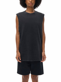 Unisex Snow Washed Frayed Hem Tank Top
