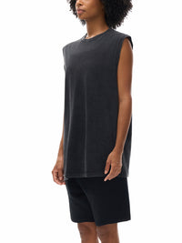 Unisex Snow Washed Frayed Hem Tank Top