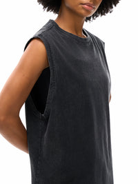 Unisex Snow Washed Frayed Hem Tank Top
