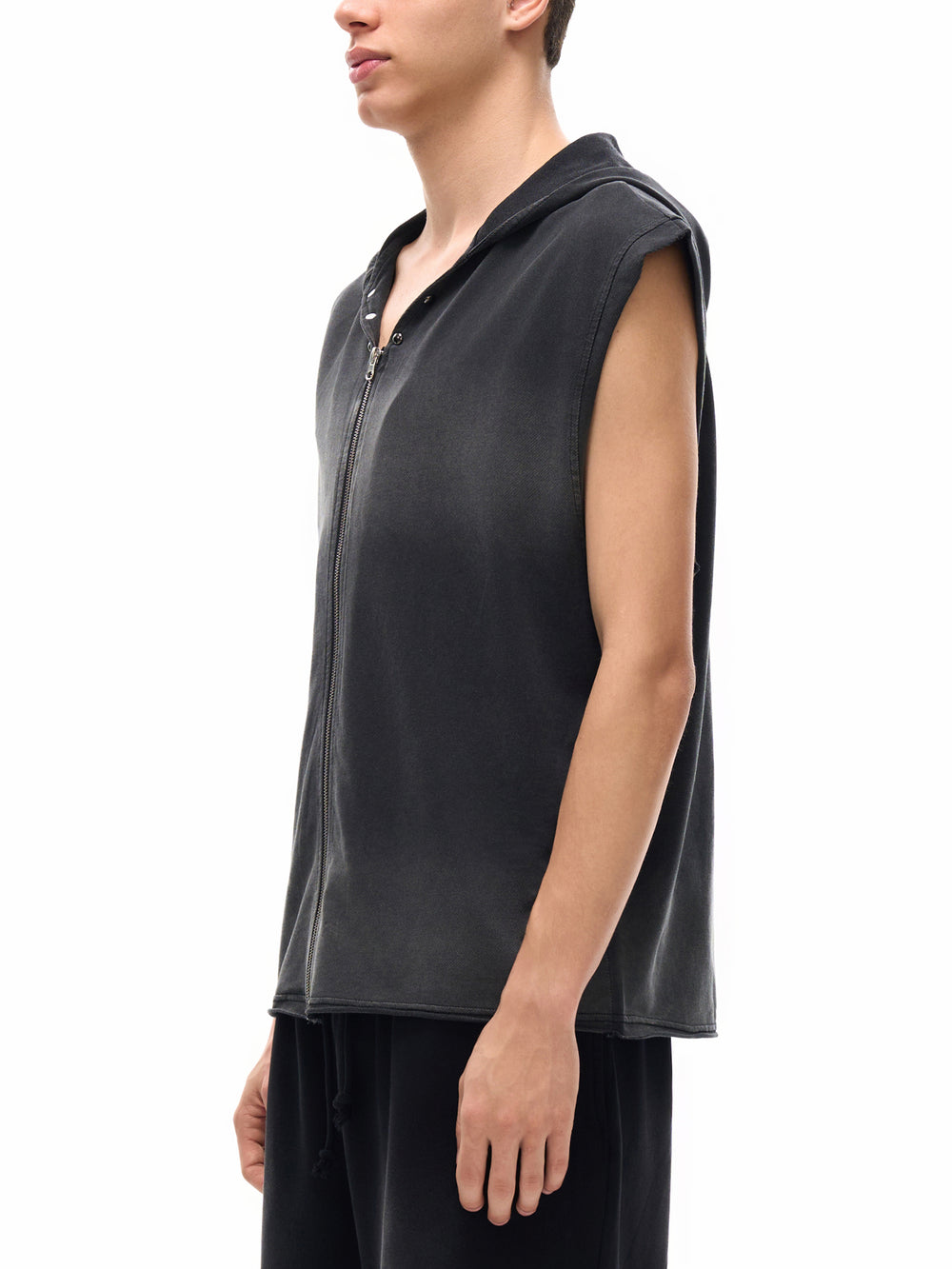 Unisex Vintage Washed Zip-Up Hooded Tank Top | tank top,tank top men,tank tops women,tank top with built in bra,tank tops women y2k