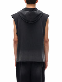 Unisex Vintage Washed Zip-Up Hooded Tank Top | tank top,tank top men,tank tops women,tank top with built in bra,tank tops women y2k