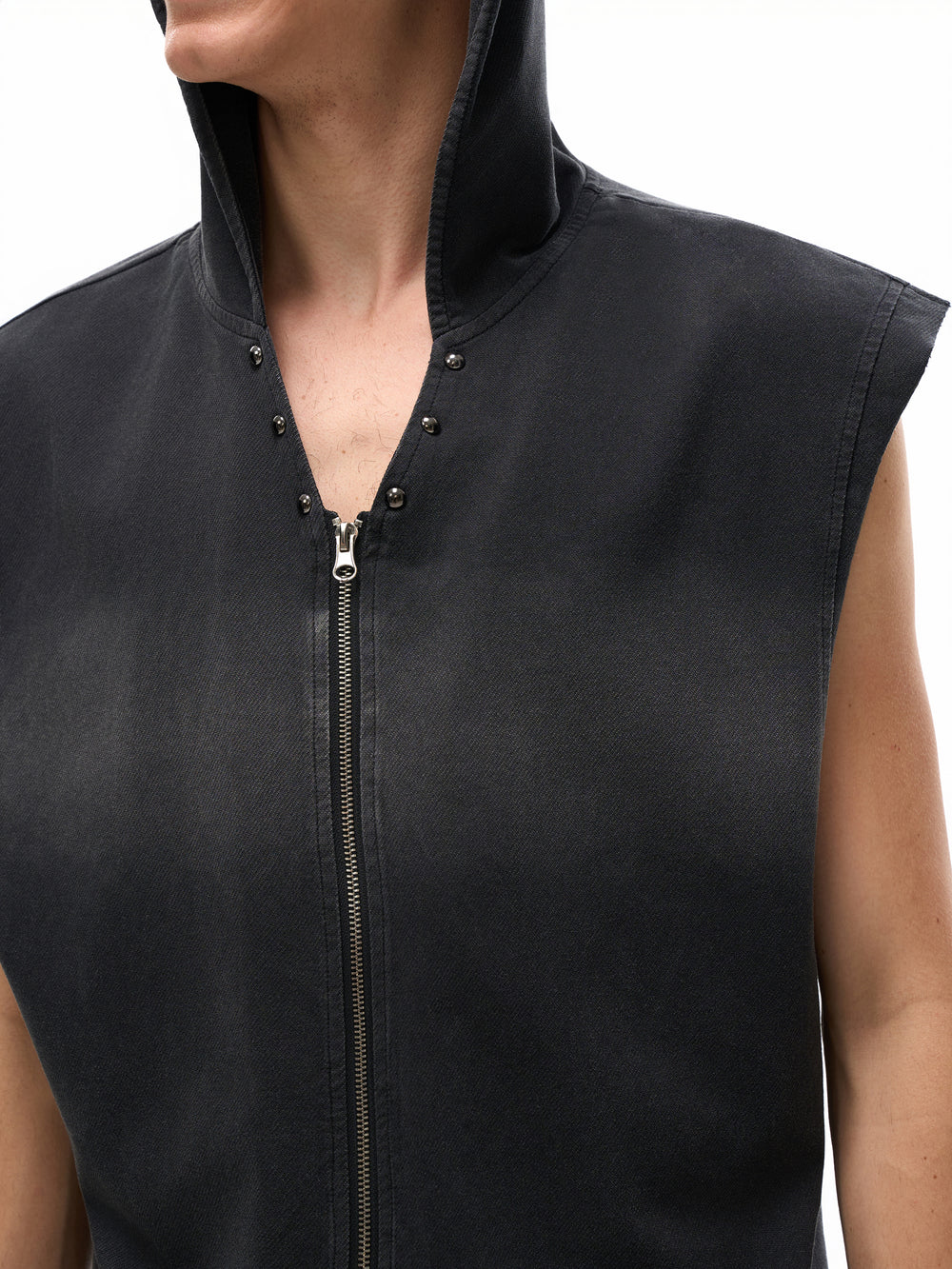 Unisex Vintage Washed Zip-Up Hooded Tank Top | tank top,tank top men,tank tops women,tank top with built in bra,tank tops women y2k
