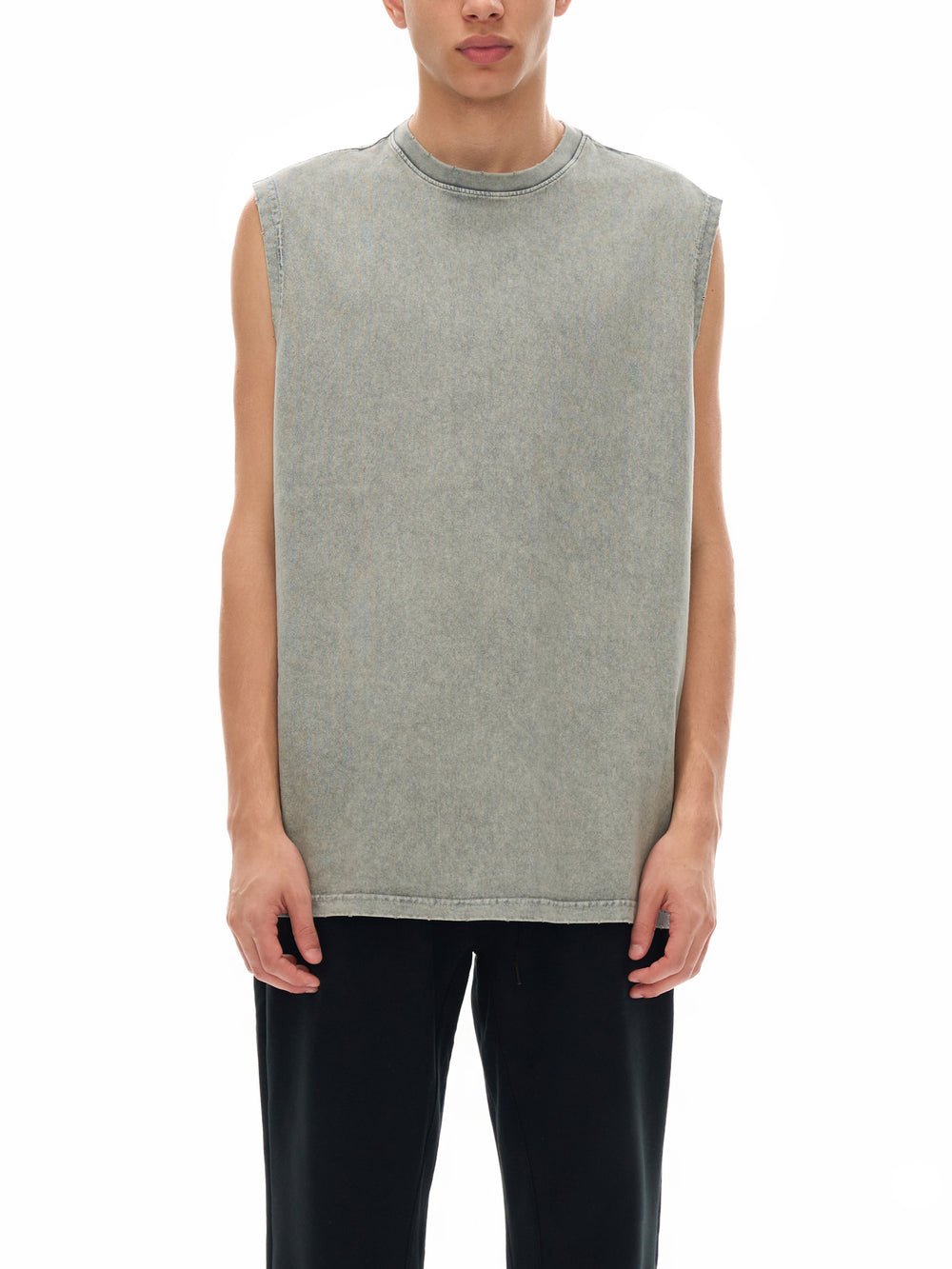 Unisex Snow Washed Frayed Hem Tank Top