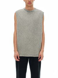 Unisex Snow Washed Frayed Hem Tank Top