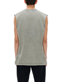 Unisex Snow Washed Frayed Hem Tank Top