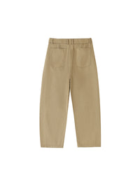 Women Belted Barrel-leg Chino Pants