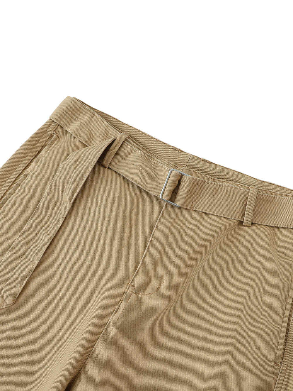 Women Belted Barrel-leg Chino Pants