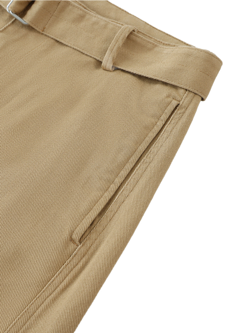 Women Belted Barrel-leg Chino Pants