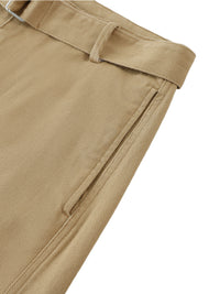 Women Belted Barrel-leg Chino Pants