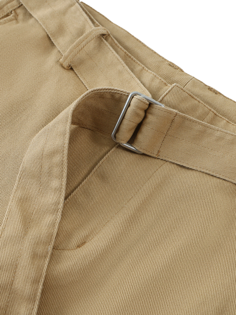 Women Belted Barrel-leg Chino Pants