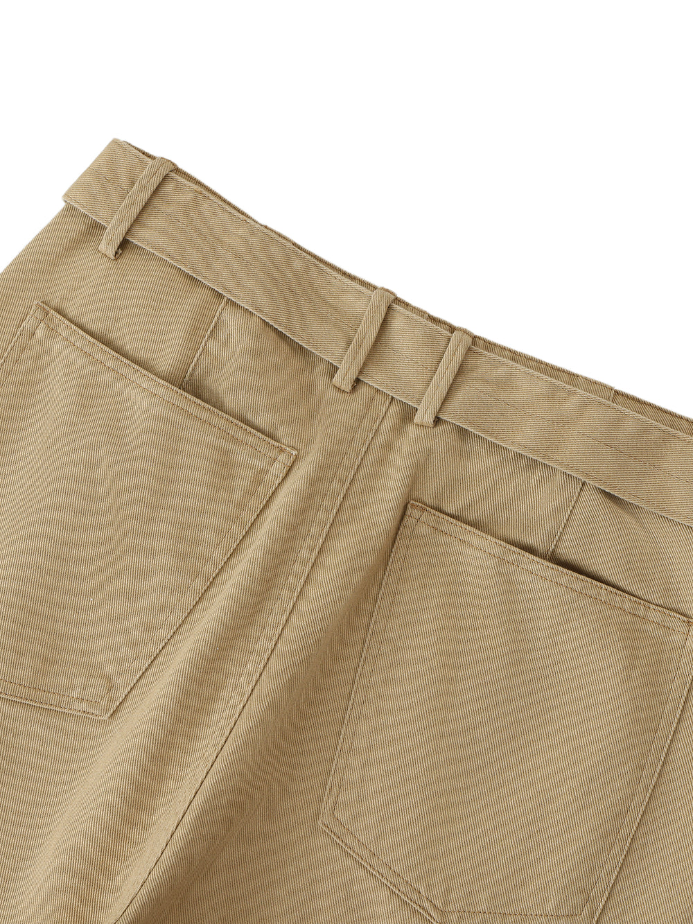 Women Belted Barrel-leg Chino Pants