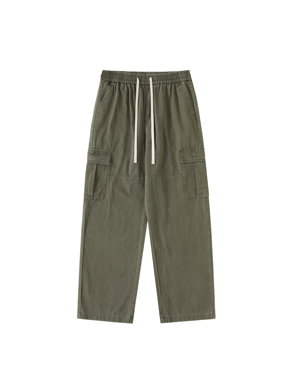 Men Drawstring Waist Straight-Leg Cargo Pants