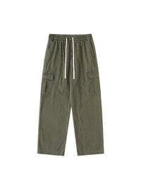 Men Drawstring Waist Straight-Leg Cargo Pants