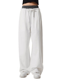 Unisex Plaid Contrast Waist Pants