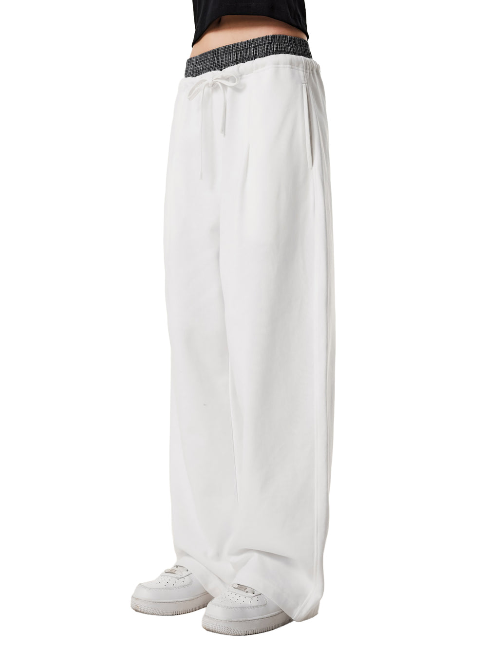 Unisex Plaid Contrast Waist Pants