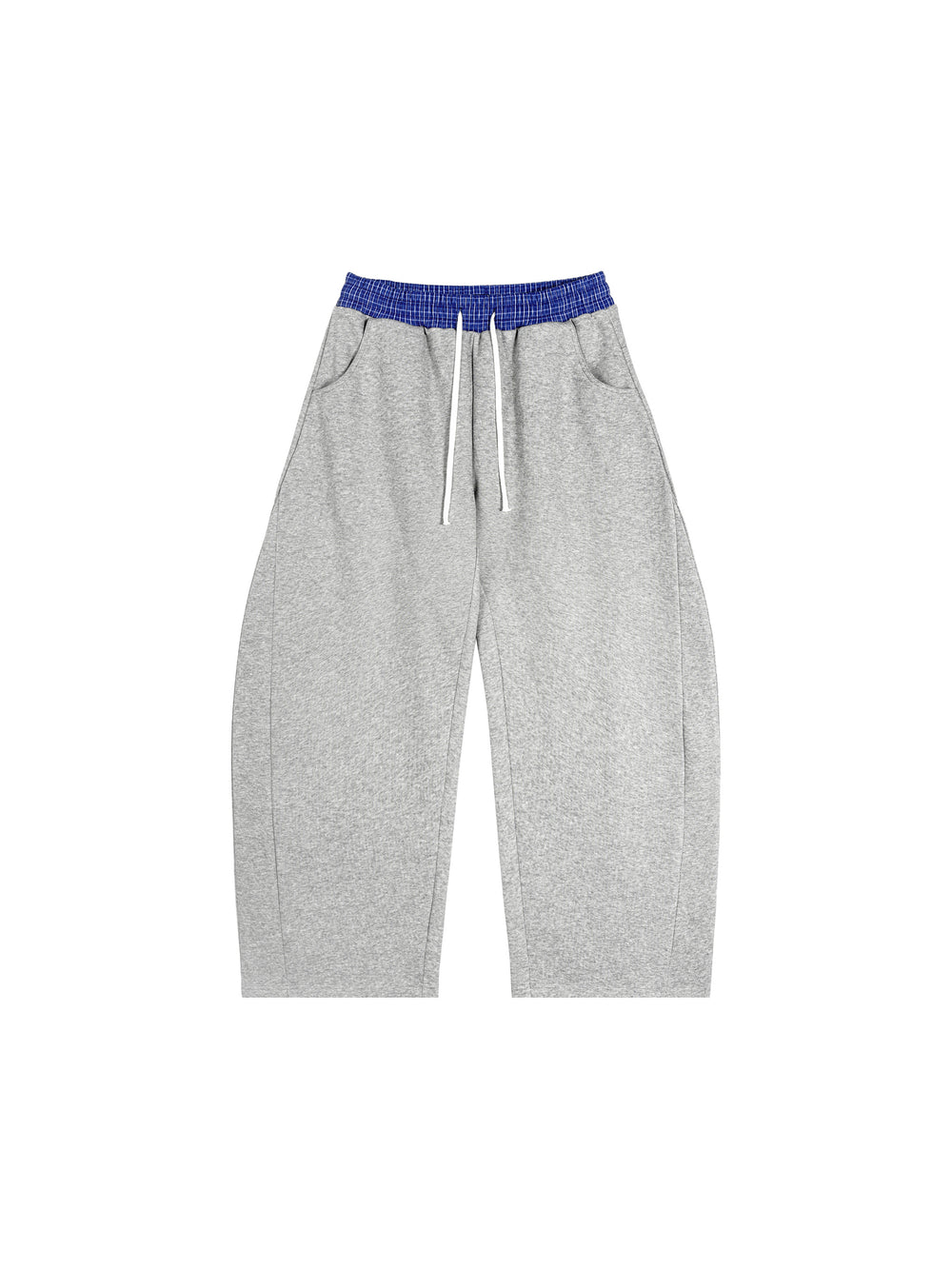 Unisex Plaid Waistband Barrel Sweatpants