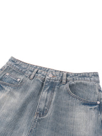 Unisex Vintage Wash Distressed Denim Jeans