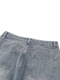 Unisex Vintage Wash Distressed Denim Jeans