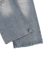 Unisex Vintage Wash Distressed Denim Jeans