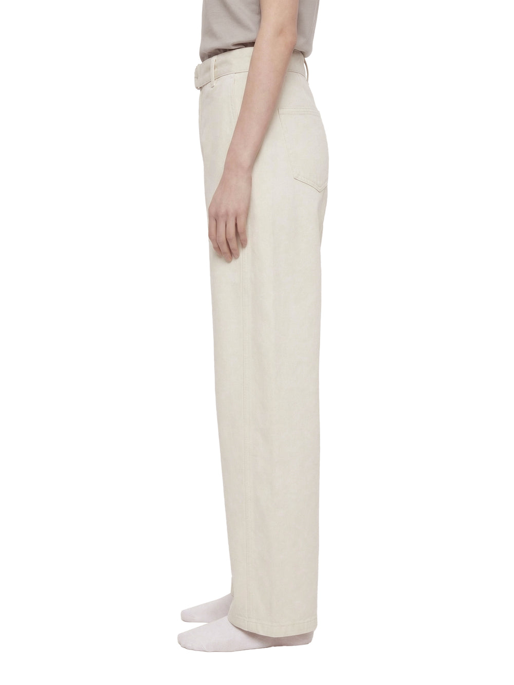 Women Belted Barrel-leg Chino Pants