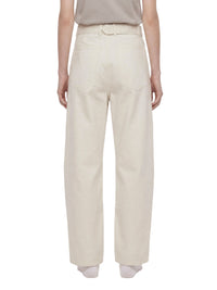 Women Belted Barrel-leg Chino Pants