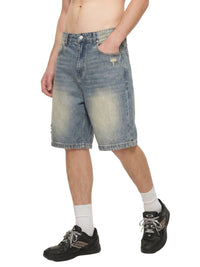 Unisex Faded Distressed Baggy Denim Shorts