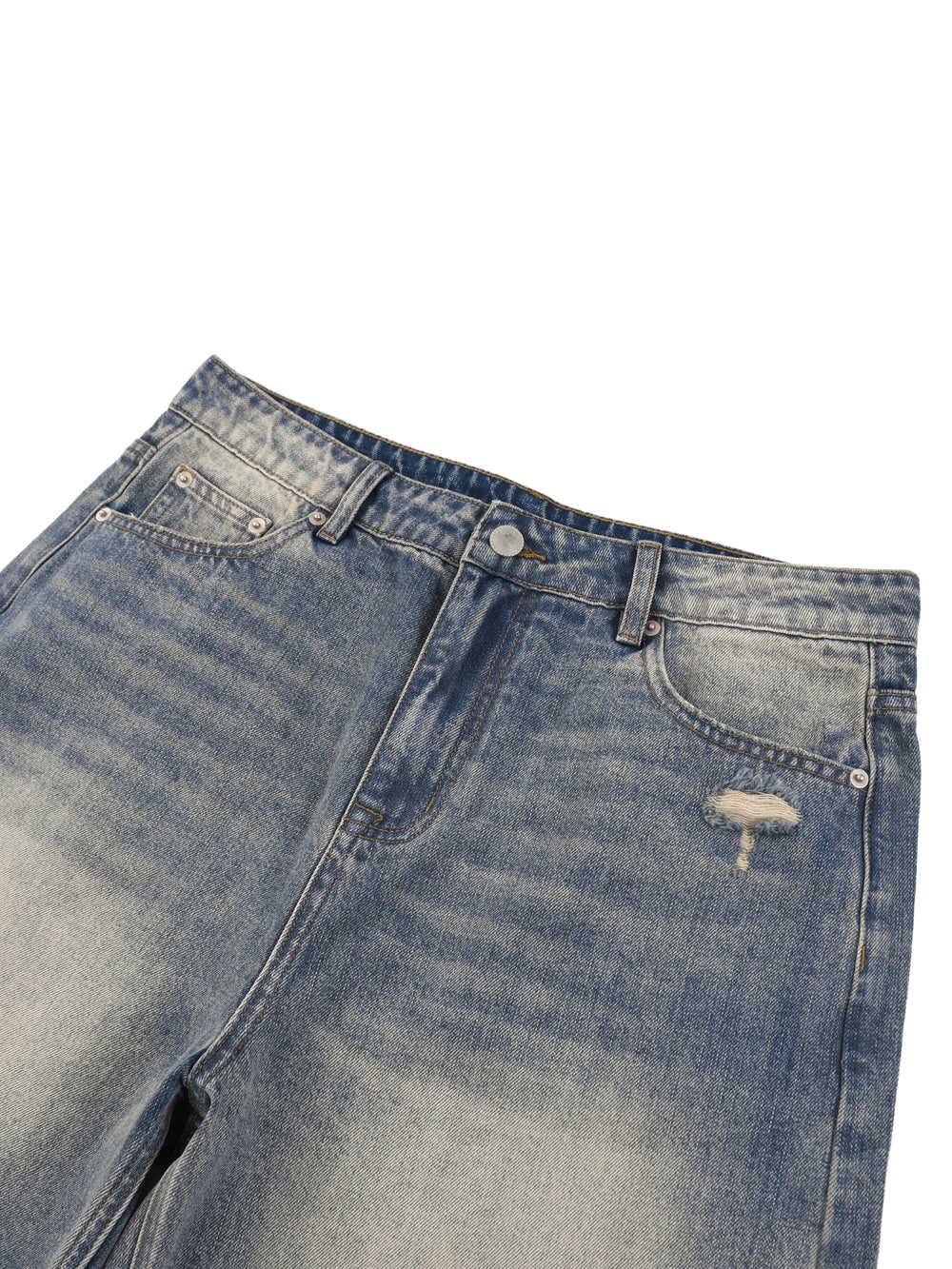 Unisex Faded Distressed Baggy Denim Shorts