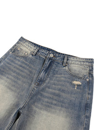 Unisex Faded Distressed Baggy Denim Shorts