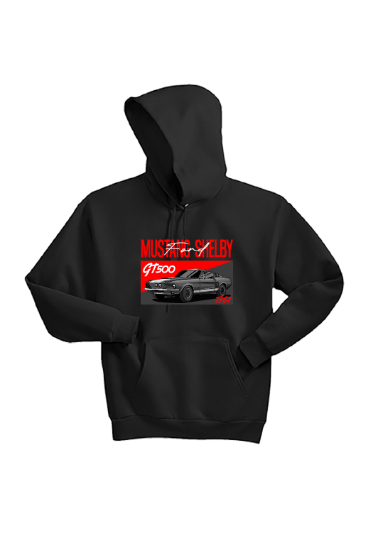 Ford 1967 Mustang GT500 Unisex Hoodie | Classic Muscle Car Sweatshirt | Sizes S–3XL | Black, Deep Forest, Deep Royal Blue, Light Steel Grey, True Red, White, Navy