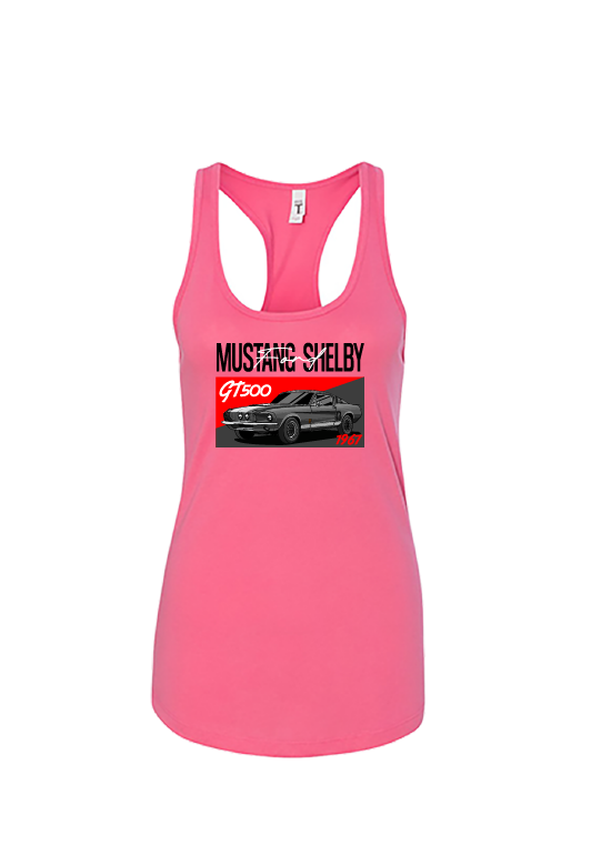 Ford 1967 Mustang GT500 Women’s Tank Top | Muscle Car Racerback | Sizes S–2XL | Hot Pink, Tahiti Blue, White, Black, Royal Blue