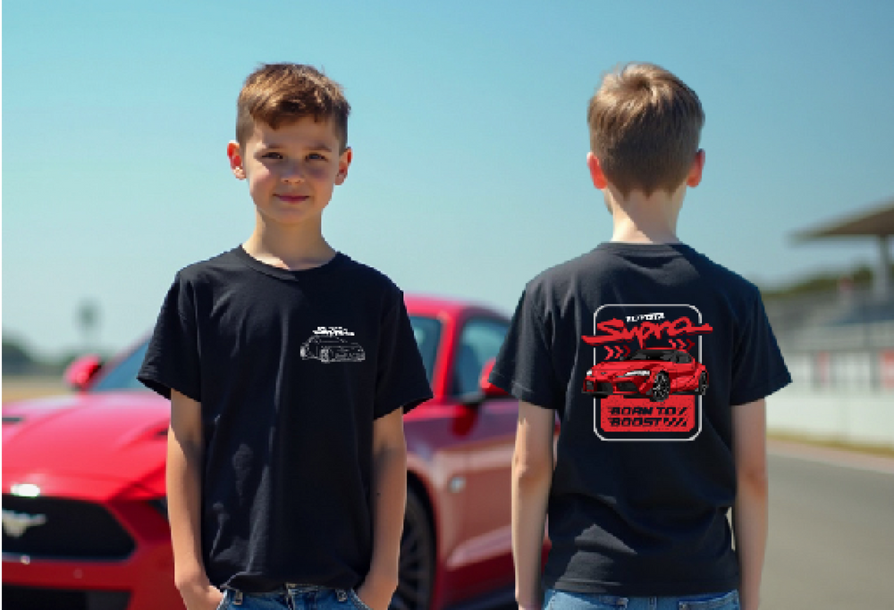 Youth Toyota Supra Graphic T-Shirt – “Born to Boost” | Sizes S–XL | Black, Royal Blue, White
