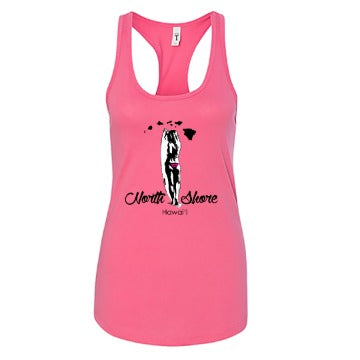 North Shore Hawai'i Women's Racerback Tank Top – Surf Girl Silhouette Design
