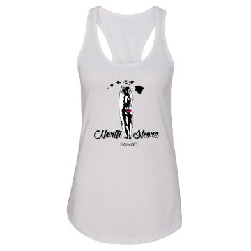 North Shore Hawai'i Women's Racerback Tank Top – Surf Girl Silhouette Design