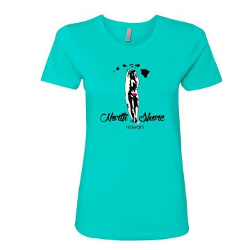 North Shore Hawai‘i Women’s Fitted T-Shirt – Surf Girl Design