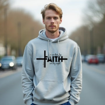 Faith Cross Hoodie – For We Live by Faith, Not by Sight (Unisex)